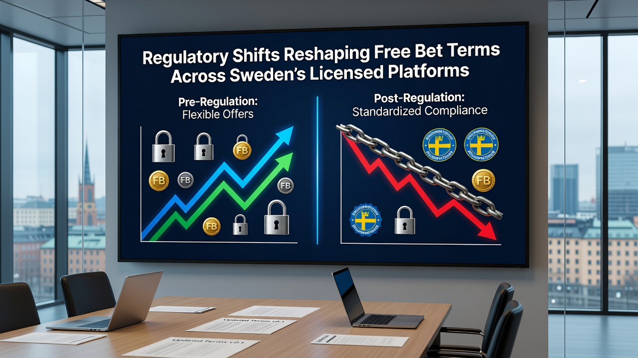 Infographic displaying updated free bet terms and compliance timelines for Swedish licensed operators